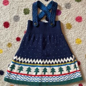 18-24m Hanna Andersson Navy and Green Knit Suspender Dress